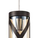 Naomi 3 Light Round Pendant E14, Oiled Bronze/Polished Chrome/Amber additional 6