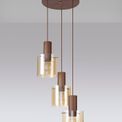 Brita Round Pendant, 3 Light Adjustable E27, Mocha/Amber Glass additional 2