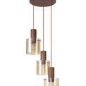 Brita Round Pendant, 3 Light Adjustable E27, Mocha/Amber Glass additional 6