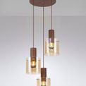 Brita Round Pendant, 3 Light Adjustable E27, Mocha/Amber Glass additional 3