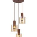 Brita Round Pendant, 3 Light Adjustable E27, Mocha/Amber Glass additional 9