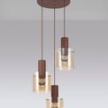 Brita Round Pendant, 3 Light Adjustable E27, Mocha/Amber Glass additional 4