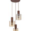 Brita Round Pendant, 3 Light Adjustable E27, Mocha/Amber Glass additional 10
