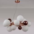 Rylee Circular Pendant, 12 x G9, Copper, Opal/Copper Glass additional 4