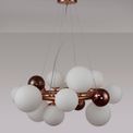 Rylee Circular Pendant, 12 x G9, Copper, Opal/Copper Glass additional 2