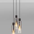Brita Slim Round Pendant, 3 Light Adjustable E27, Black/Smoke Fade Glass additional 3