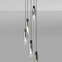 Brita Adjustable E27, Black/Smoke Fade Glass Slim Round Pendant 5 Light additional 2