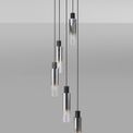 Brita Adjustable E27, Black/Smoke Fade Glass Slim Round Pendant 5 Light additional 3