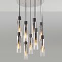 Brita Slim Round Pendant, 9 Light Adjustable E27, Black/Smoke Fade Glass additional 3