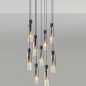 Brita Slim Round Pendant, 9 Light Adjustable E27, Black/Smoke Fade Glass additional 4