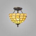 Camillie 2 Light Semi Ceiling E27 With 30cm Tiffany Shade, Beige/Clear Crystal/Aged Antique Brass additional 1