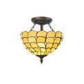 Camillie 2 Light Semi Ceiling E27 With 30cm Tiffany Shade, Beige/Clear Crystal/Aged Antique Brass additional 2