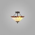 Una 3 Light Semi Ceiling E27 With 40cm Tiffany Shade, Amber/Cream/Crystal/Aged Antique Brass additional 1