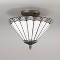 Una 3 Light Semi Ceiling E27 With 30cm Tiffany Shade, Grey/Cream/Crystal/Aged Antique Brass additional 2