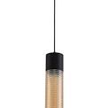 Holly Single Tube Pendant 1 Light E27, Black/Amber Glass additional 4