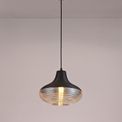 Holly Single Vase Pendant 1 Light E27, Black/Amber Glass additional 1