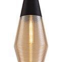 Holly Single Cone 1 Light Pendant For E27 Bulb in Black/Amber Glass additional 8