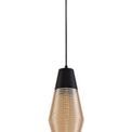 Holly Single Cone 1 Light Pendant For E27 Bulb in Black/Amber Glass additional 4