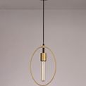 Hera Single Small Circular Pendant in Sand Gold and Matt Black Finish additional 1