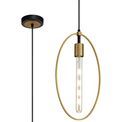 Hera Single Large Circle Pendant, 1 Light E27, Sand Gold/Matt Black additional 11