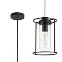 Reneta Single Pendant, 1 Light E27, Black/Clear Glass additional 5