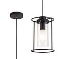 Reneta Single Pendant, 1 Light E27, Black/Clear Glass additional 4