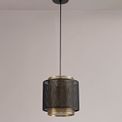 Luna Single Small Pendant, 1 Light Adjustable E27, Matt Black/Satin Gold additional 2