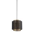 Luna Single Small Pendant, 1 Light Adjustable E27, Matt Black/Satin Gold additional 4