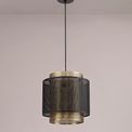 Luna Single Large Pendant, 1 Light Adjustable E27, Matt Black/Satin Gold additional 2