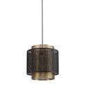 Luna Single Large Pendant, 1 Light Adjustable E27, Matt Black/Satin Gold additional 4