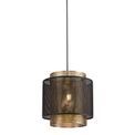 Luna Single Large Pendant, 1 Light Adjustable E27, Matt Black/Satin Gold additional 3