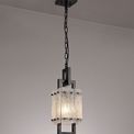 Selena Small Square Pendant, 1 Light E27, Matt Black/Crystal Sand Glass additional 1