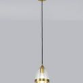 Kerry Ancient Brass &amp; Clear Pendant 15cm Cone, 1 x E27 (Max 20W) additional 2
