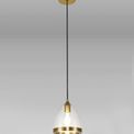 Kerry Pendant 20cm Cone, 1 x E27 (Max 20W), Ancient Brass &amp; Clear additional 1