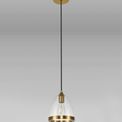 Kerry Pendant 20cm Cone, 1 x E27 (Max 20W), Ancient Brass &amp; Clear additional 2