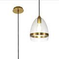 Kerry Pendant 20cm Cone, 1 x E27 (Max 20W), Ancient Brass &amp; Clear additional 8