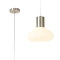 Opal Wide Pendant, 1 x E27, Satin Nickel/Opal Glass &amp; Clear Twisted Cable additional 5