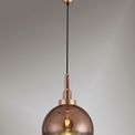 Angela 1 Light Pendant E27 With 30cm Globe Glass, Copper/Matt Black/Clear additional 2