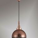Angela 1 Light Pendant E27 With 30cm Globe Glass, Copper/Matt Black/Clear additional 1