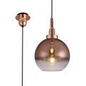 Angela 1 Light Pendant E27 With 30cm Globe Glass, Copper/Matt Black/Clear additional 5