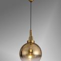 Angela 1 Light Pendant E27 With 30cm Globe Glass, Brass Gold/Matt Black/Clear additional 2