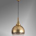 Angela 1 Light Pendant E27 With 30cm Globe Glass, Brass Gold/Matt Black/Clear additional 1