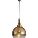 Angela 1 Light Pendant E27 With 30cm Globe Glass, Brass Gold/Matt Black/Clear additional 3