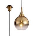 Angela 1 Light Pendant E27 With 30cm Globe Glass, Brass Gold/Matt Black/Clear additional 6