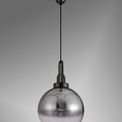 Angela 1 Light Pendant E27 With 30cm Globe Glass, Black Chrome/Matt Black/Smoked/Clear additional 2