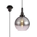 Angela 1 Light Pendant E27 With 30cm Globe Glass, Black Chrome/Matt Black/Smoked/Clear additional 6