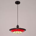 Alysia 1 Light Pendant E27 With 35cm Tiffany Shade, Cream/Red/Clear Crystal Centre/Aged Antique Brass Trim/Black additional 4