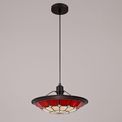 Alysia 1 Light Pendant E27 With 35cm Tiffany Shade, Cream/Red/Clear Crystal Centre/Aged Antique Brass Trim/Black additional 2