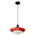 Alysia 1 Light Pendant E27 With 35cm Tiffany Shade, Cream/Red/Clear Crystal Centre/Aged Antique Brass Trim/Black additional 7
