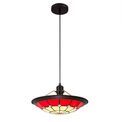 Alysia 1 Light Pendant E27 With 35cm Tiffany Shade, Cream/Red/Clear Crystal Centre/Aged Antique Brass Trim/Black additional 8